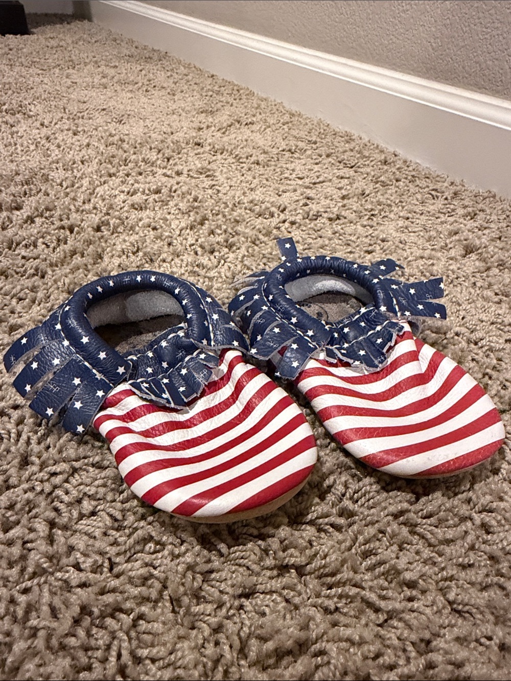 Freshly Picked Baby Soft Soles - Red, White & Navy Stars
